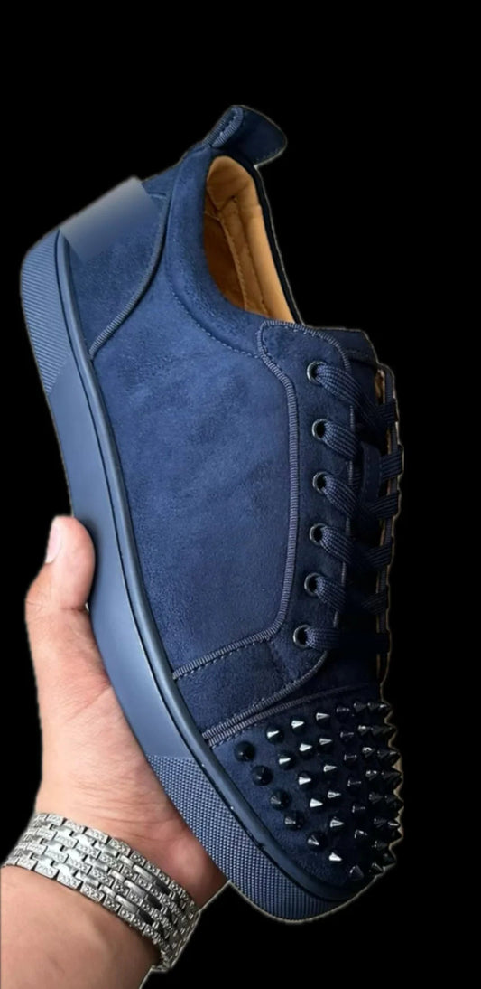 Navy Suede Spikes